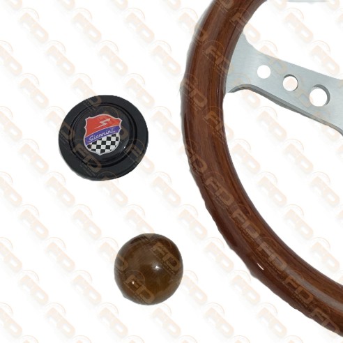 VOLANTE IN MOGANO CON STEMMA GIANNINI DA 32 CON POMELLO ROTONDO