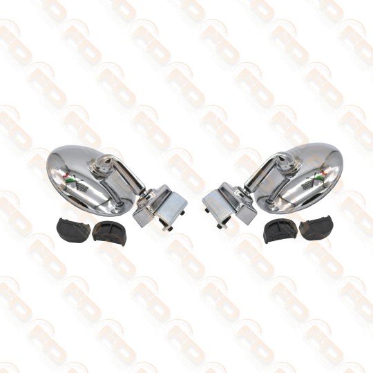 COPPIA SPECCHIETTI ROTONDI PIATTI CROMATI 2