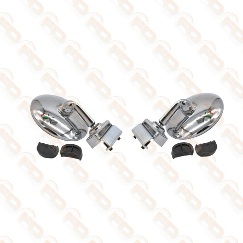 COPPIA SPECCHIETTI ROTONDI PIATTI CROMATI